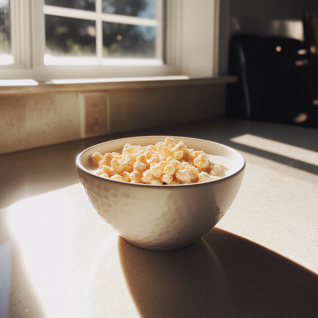 A bowl of cereal on a kitchen counter | Source: Midjourney