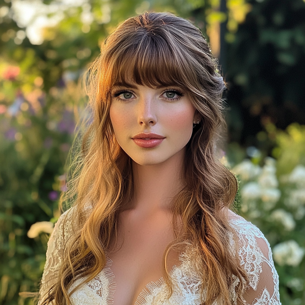 A beautiful bride in a lace dress | Source: Midjourney