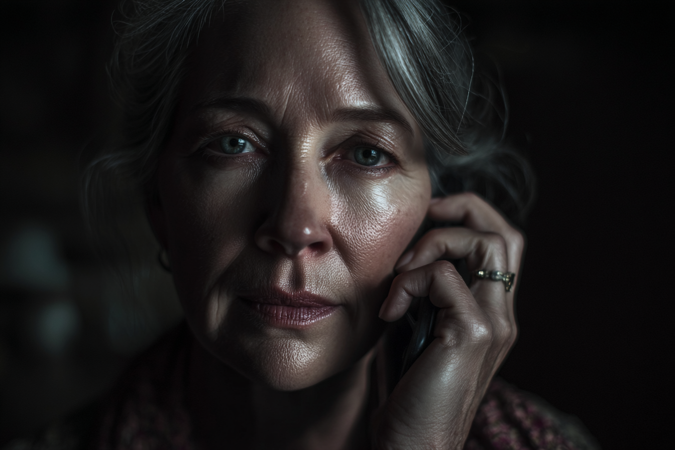 An older woman talking to her daughter on the phone | Source: Midjourney