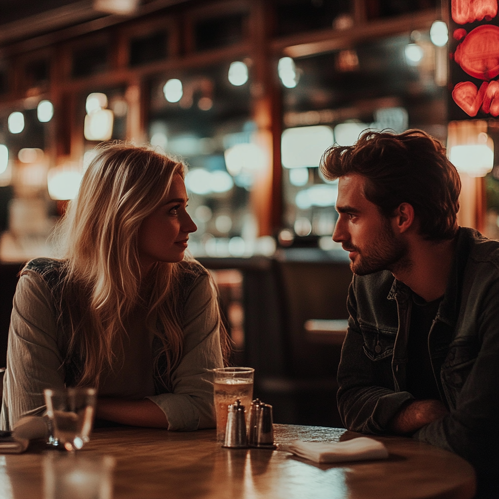 A man talking to his girlfriend in a restaurant | Source: Midjourney