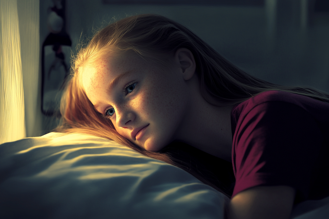 A teen girl lying awake | Source: Midjourney