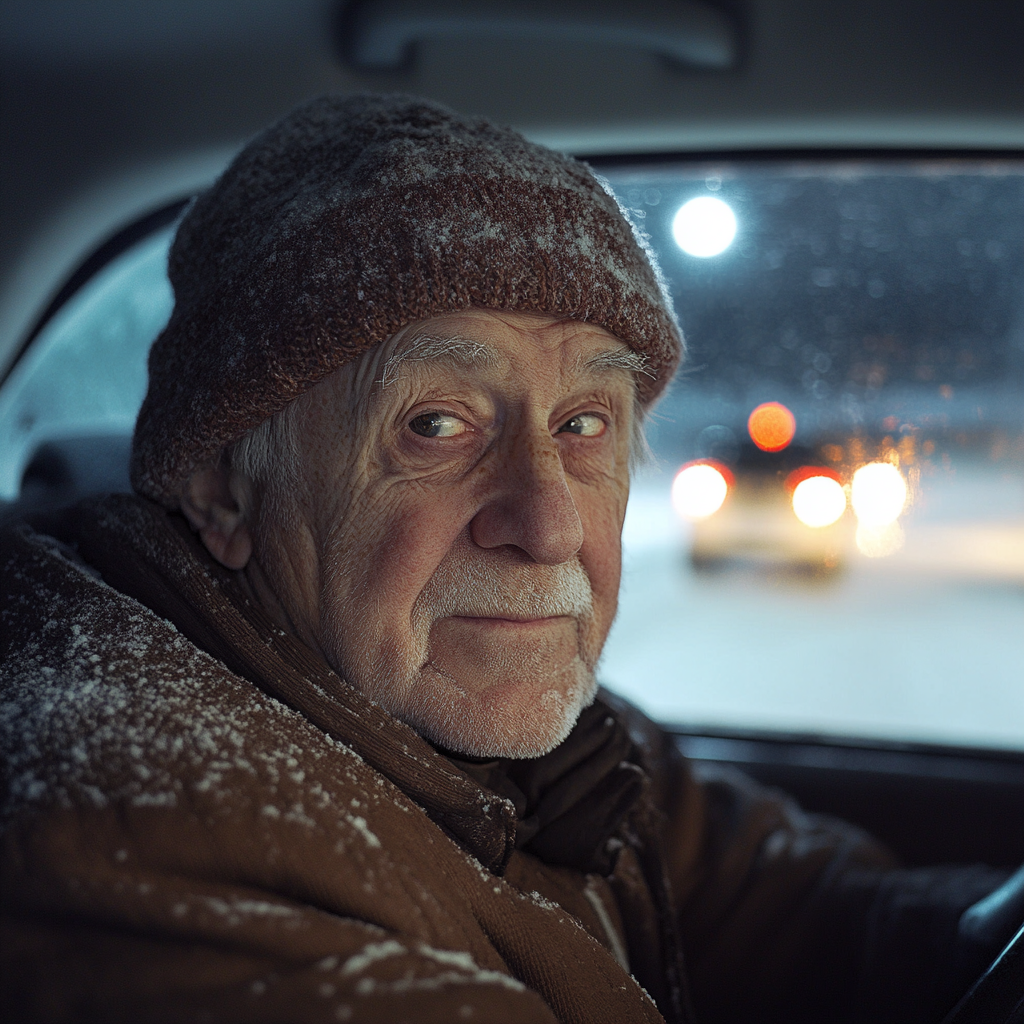 A man with a faint smile in a car | Source: Midjourney