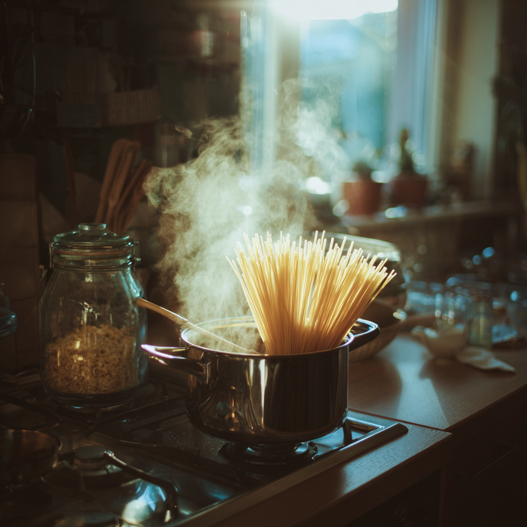 Spaghetti in a pot on a stove | Source: Midjourney