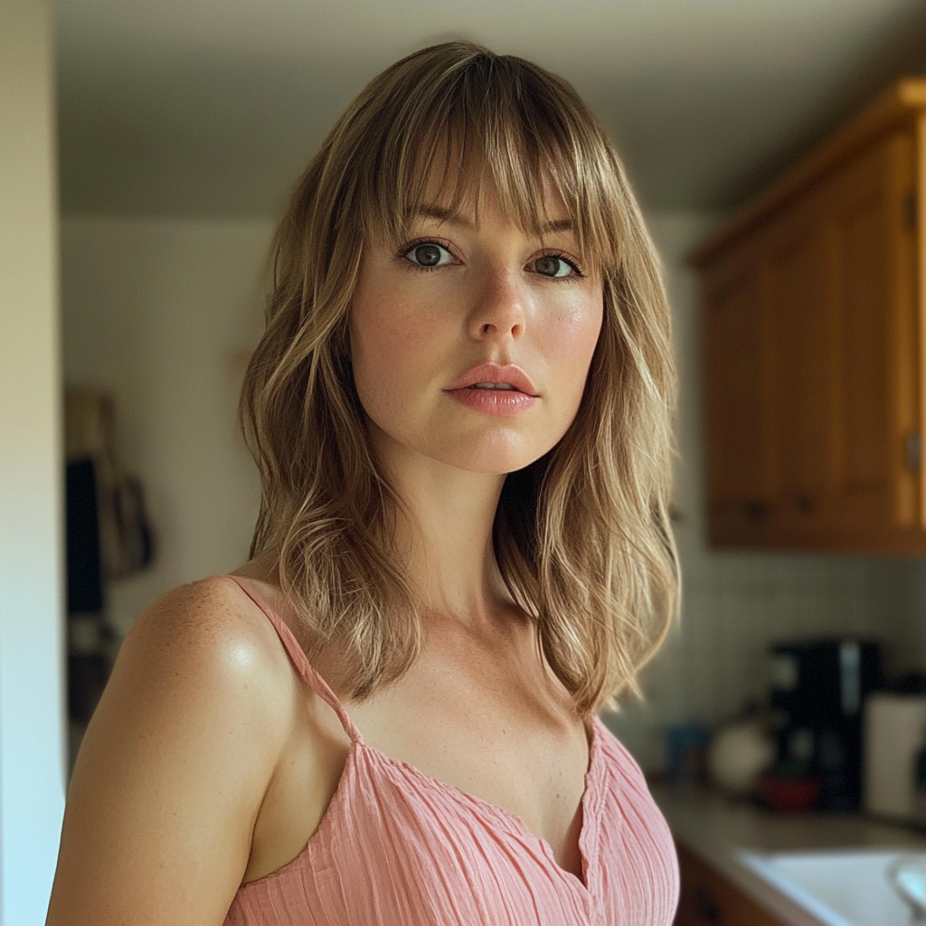 A woman wearing a pink dress | Source: Midjourney