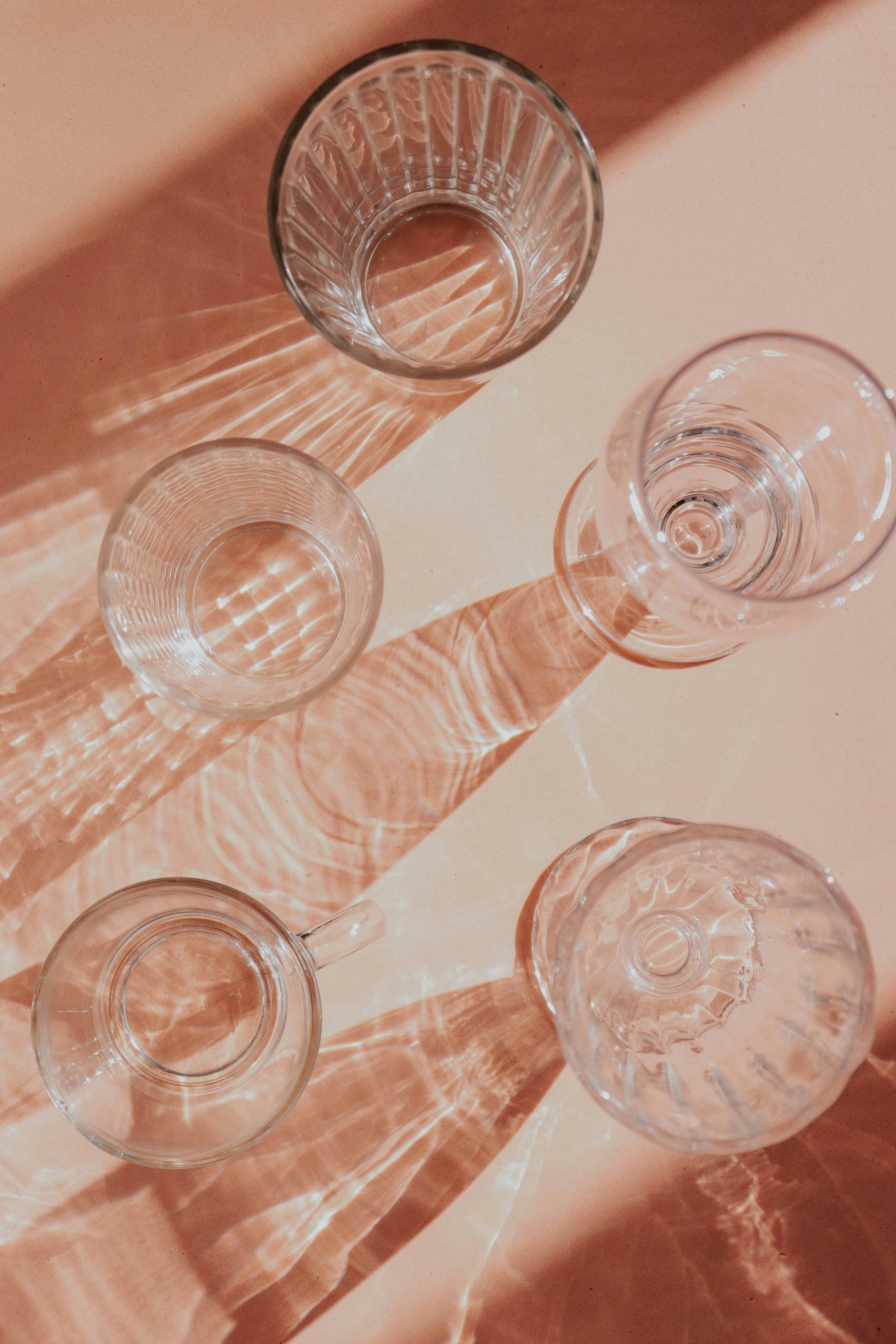 Glassware on a counter | Source: Pexels