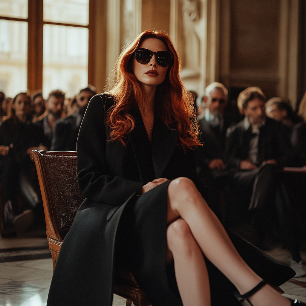 A woman sitting in a town hall | Source: Midjourney