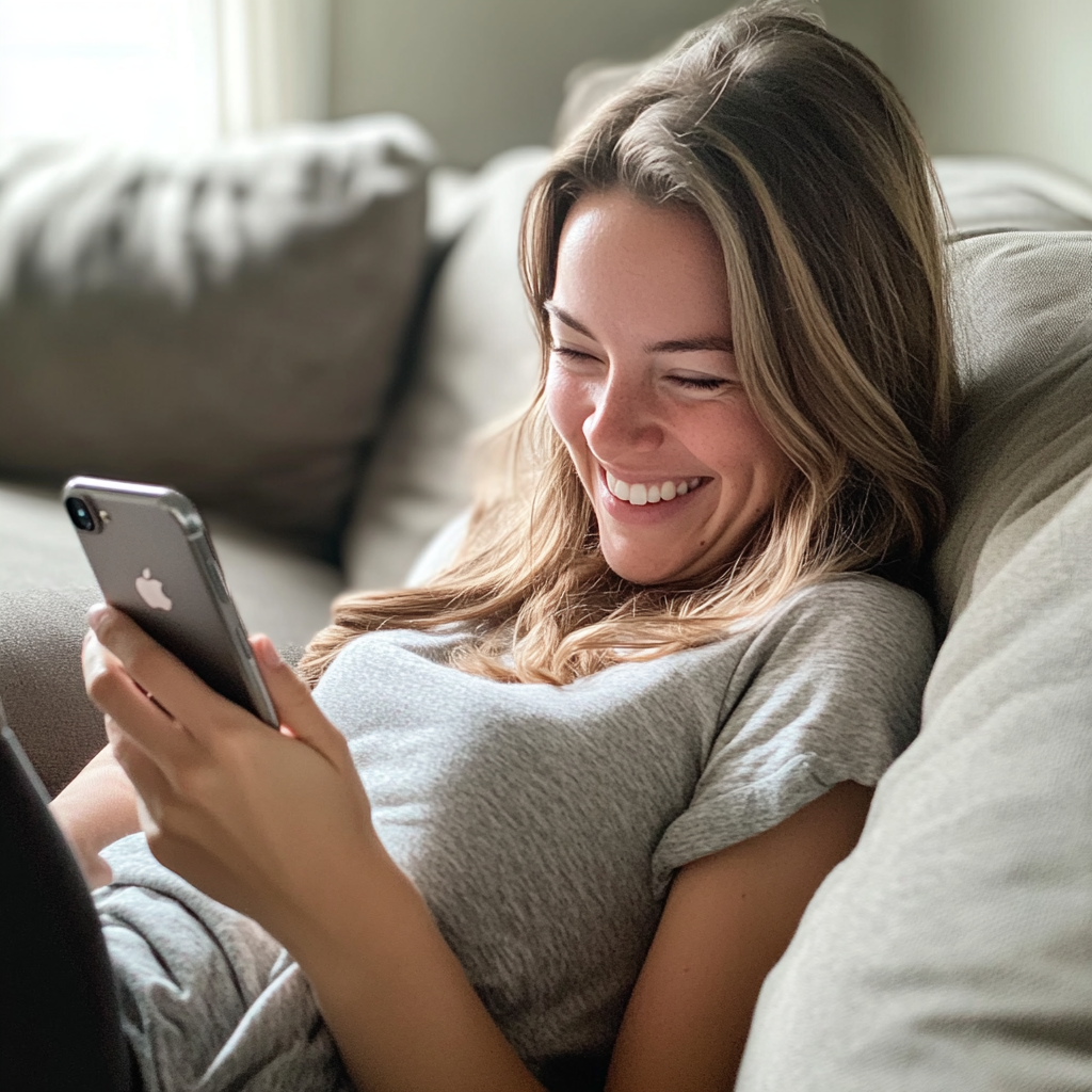 Happy woman on a FaceTime call | Source: Midjourney