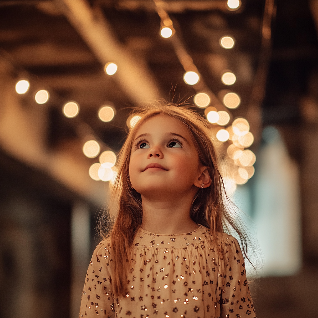 Little girl standing in a beautiful basement | Source: Midjourney