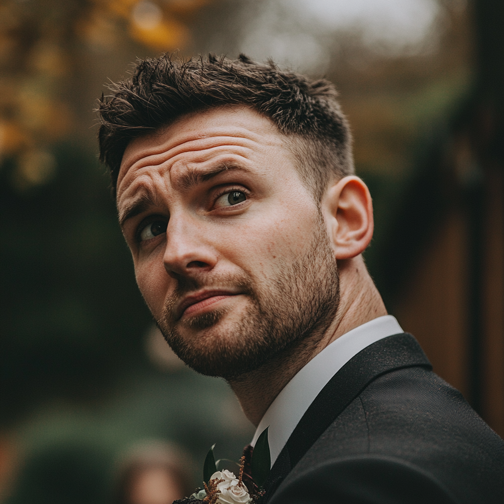 An unsure groom at a wedding | Source: Midjourney