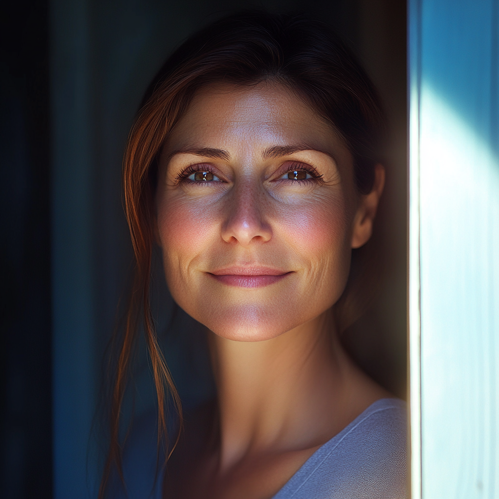 A woman looking straight ahead | Source: Midjourney