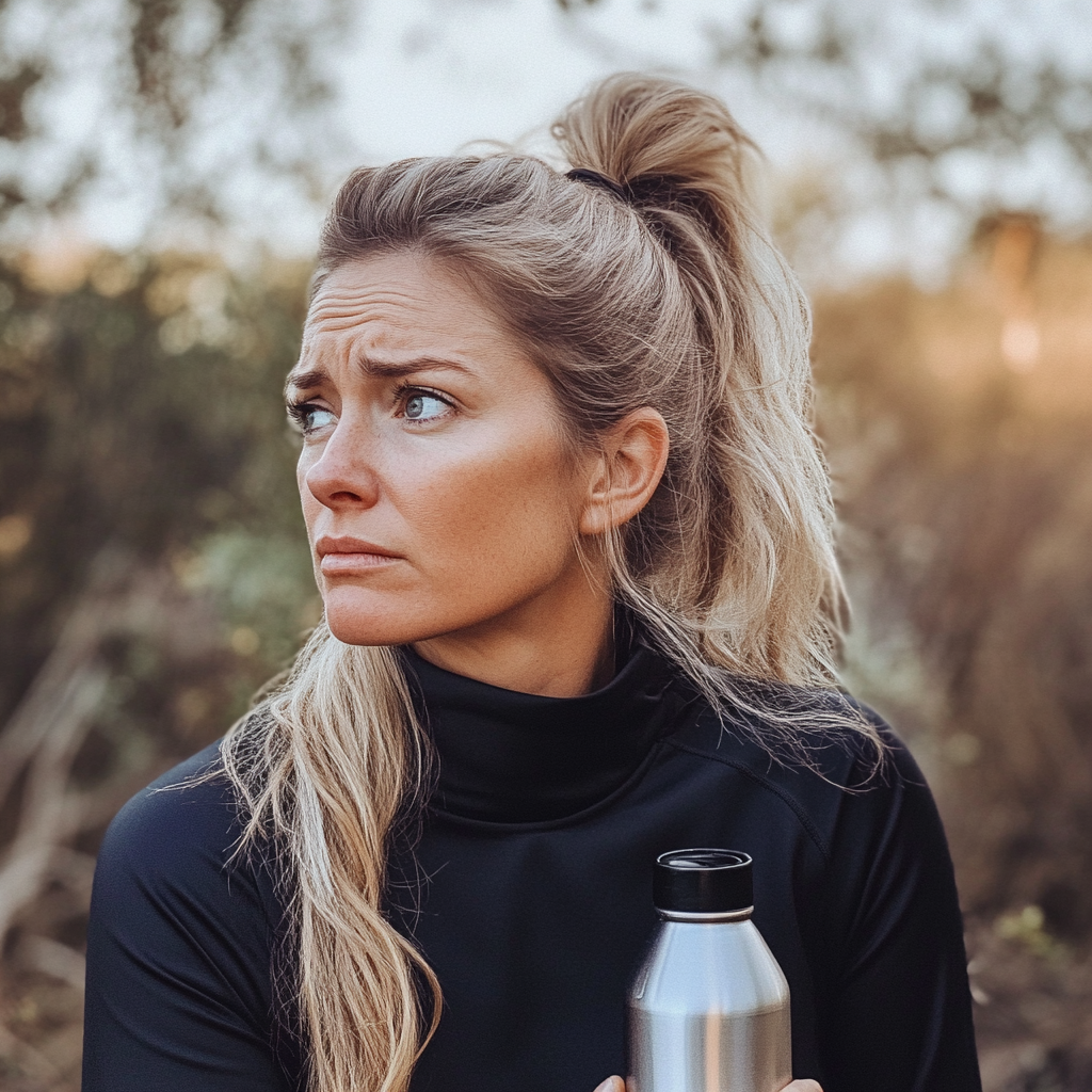 A woman with a water bottle | Source: Midjourney