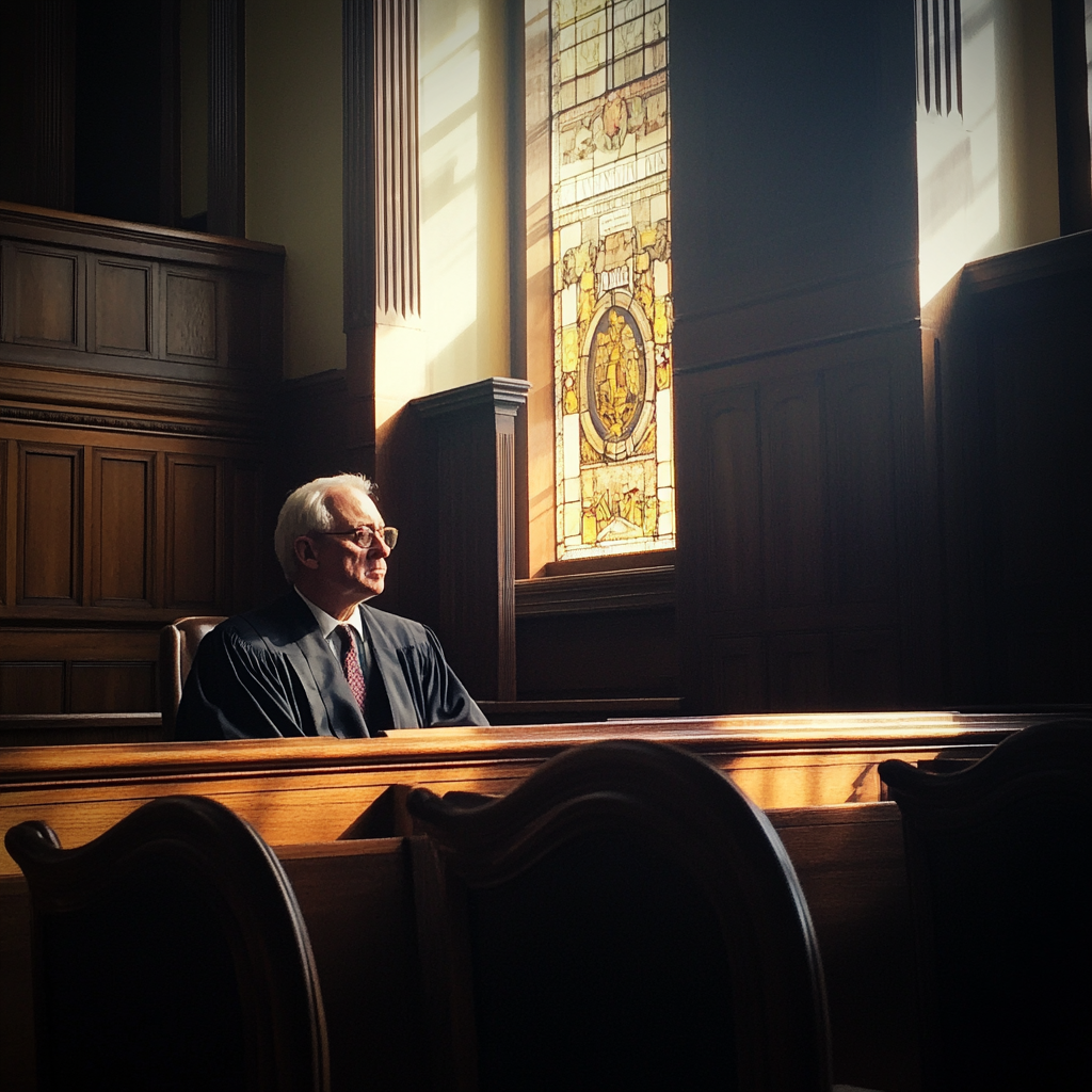 A judge in a courtroom | Source: Midjourney