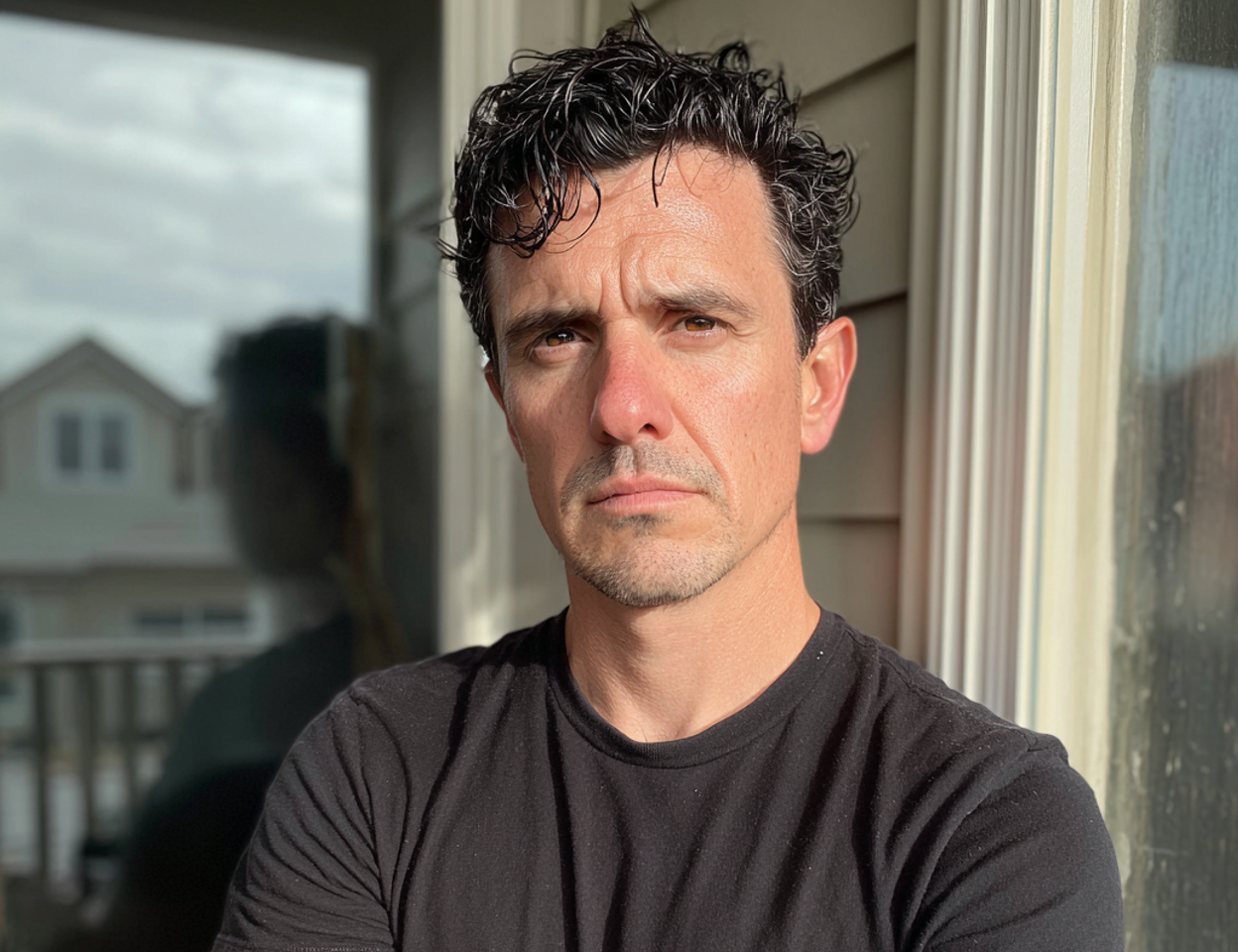 An upset man standing outside | Source: Midjourney