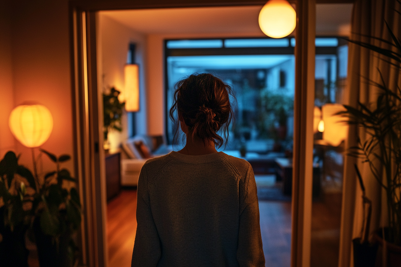 A woman walking out of a room | Source: Midjourney