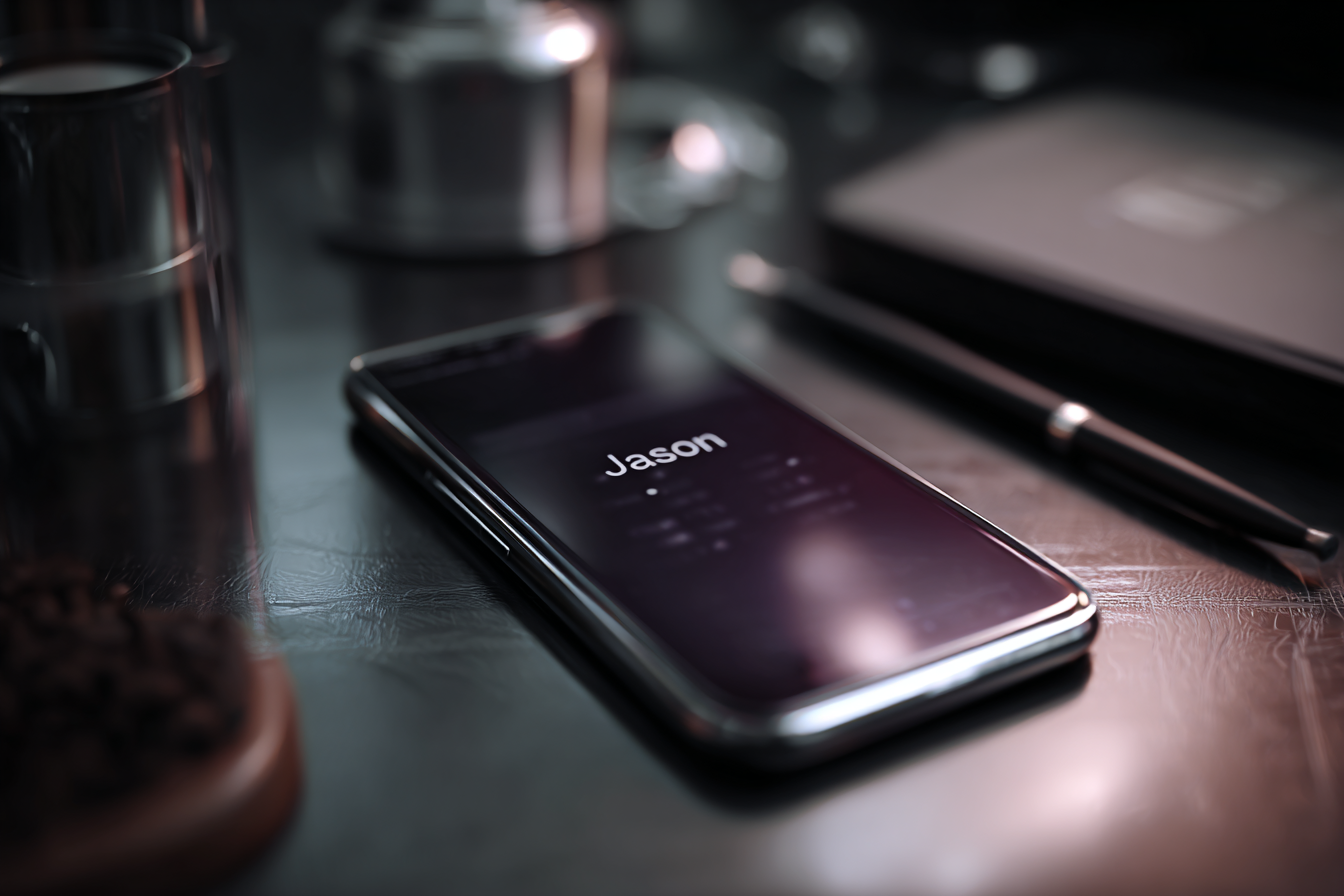 A phone with Jason's name on it | Source: Midjourney