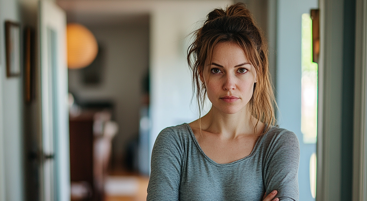 Une femme debout, les bras croisés | Source : Midjourney