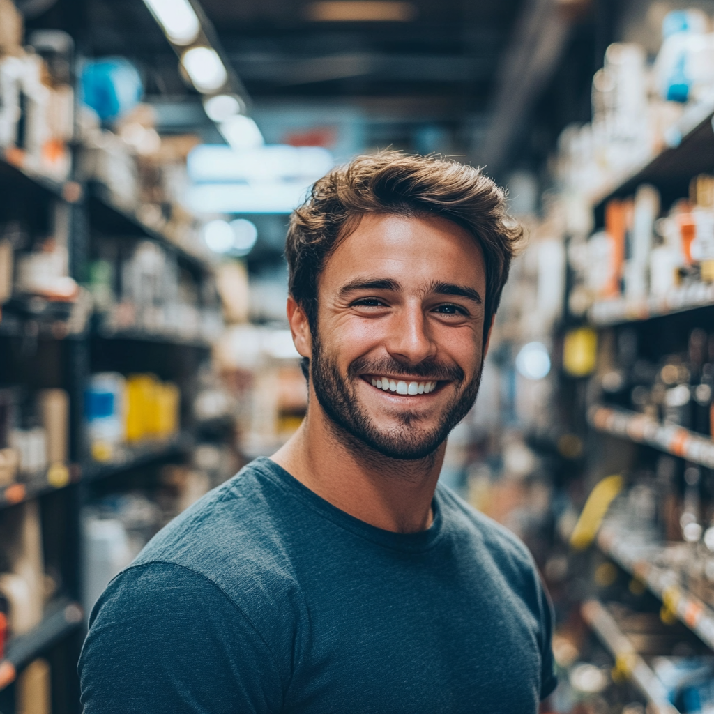 A smiling man in a hardware store | Source: Midjourney