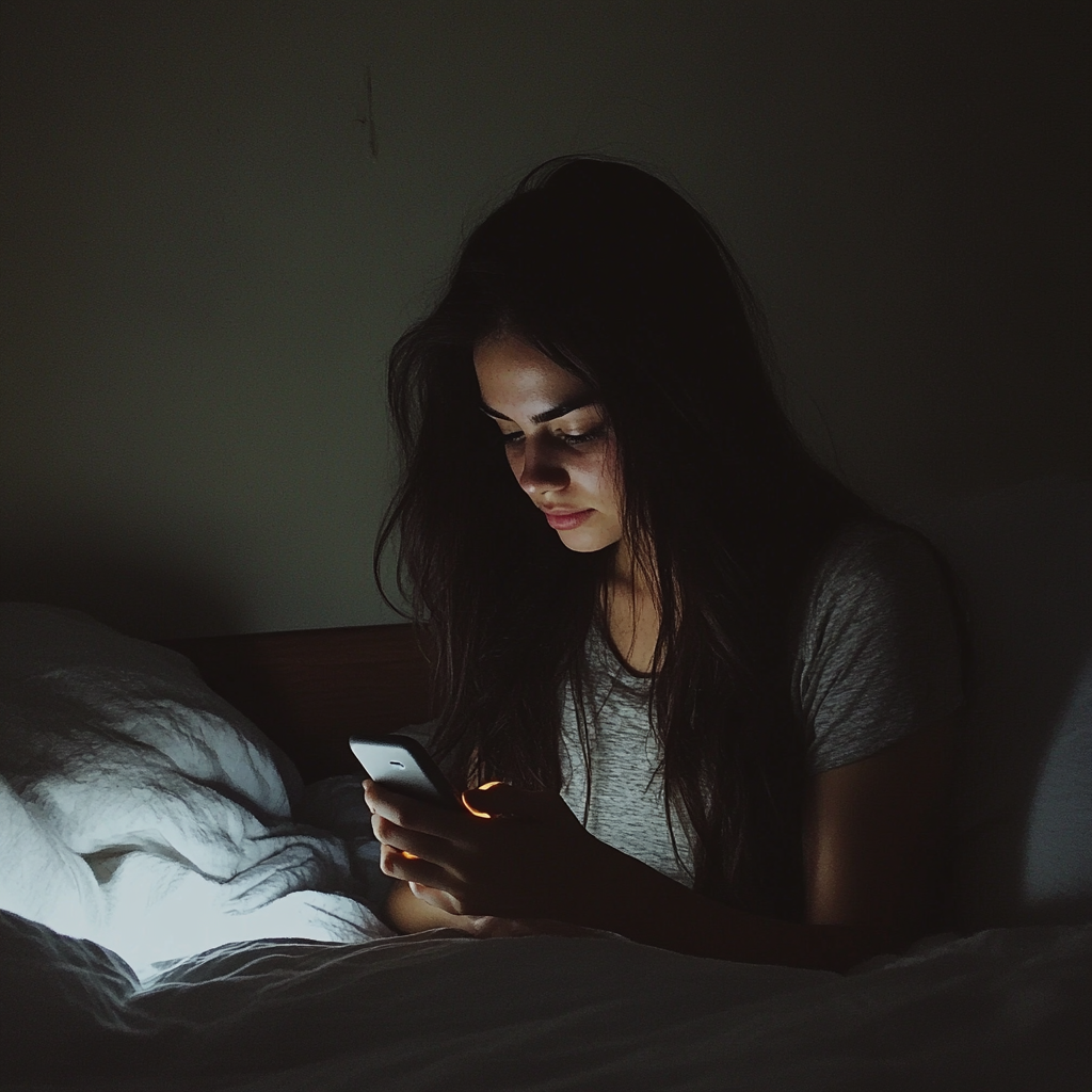 A woman using her phone | Source: Midjourney