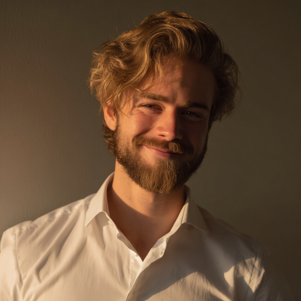 A smiling man wearing a white formal shirt | Source: Midjourney