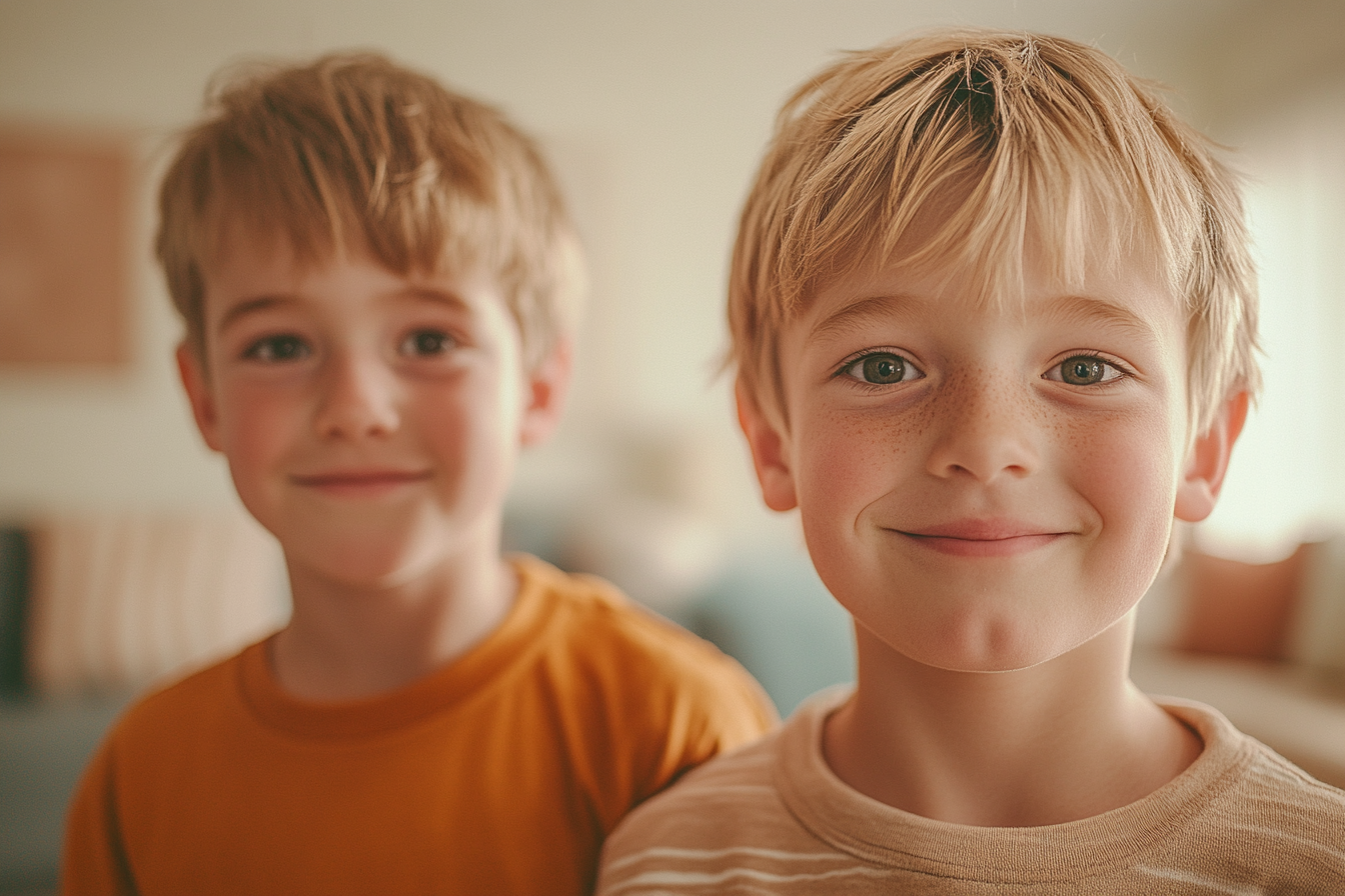 Two kids standing together | Source: Midjourney