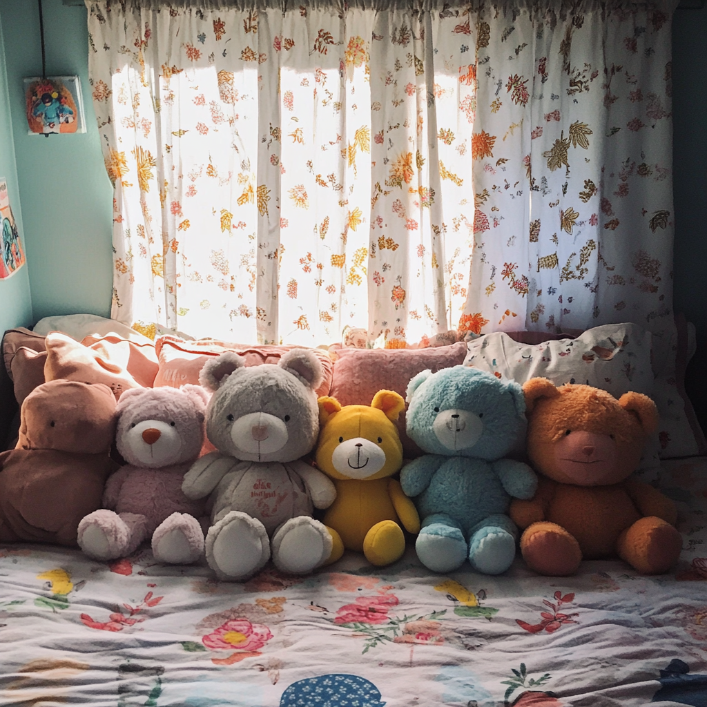 Teddy bears on a bed | Source: Midjourney