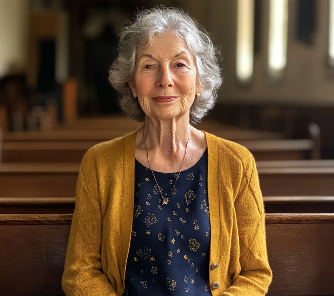 A woman sitting in a church | Source: Midjourney