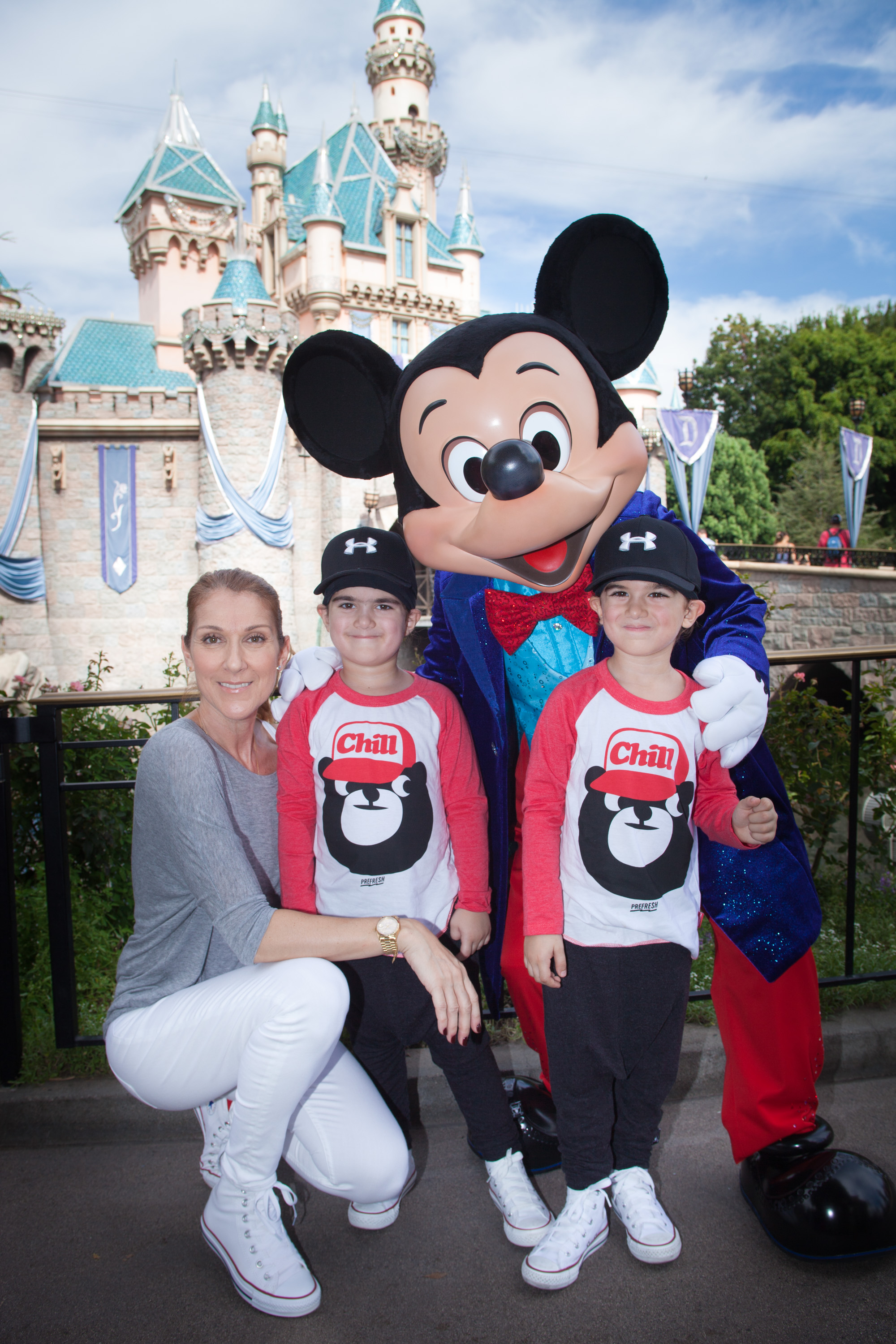 Céline Dion with her twin sons, Eddy and Nelson, at the Disneyland Resort Diamond 60 Years Celebration on September 5, 2016. | Source: Getty Images