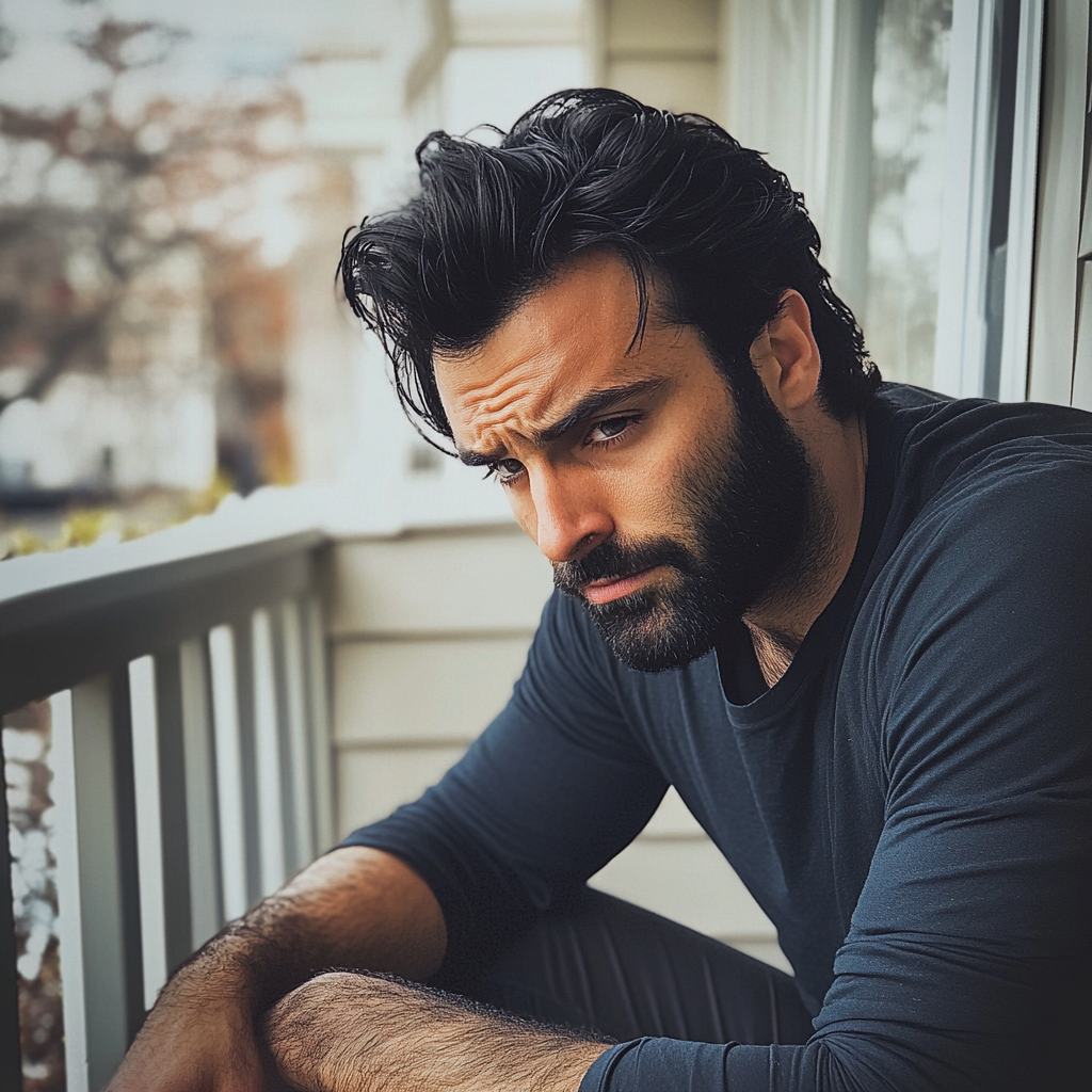 A man sitting on a porch | Source: Midjourney