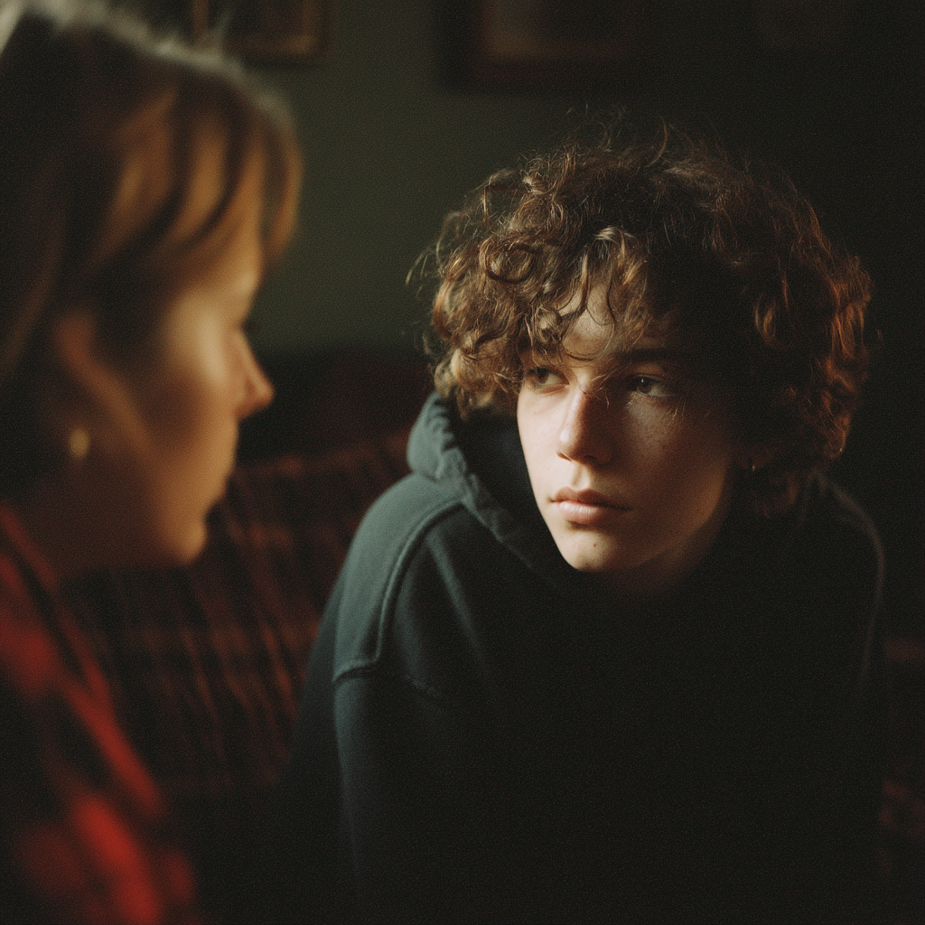 A mother talking to her son | Source: Midjourney