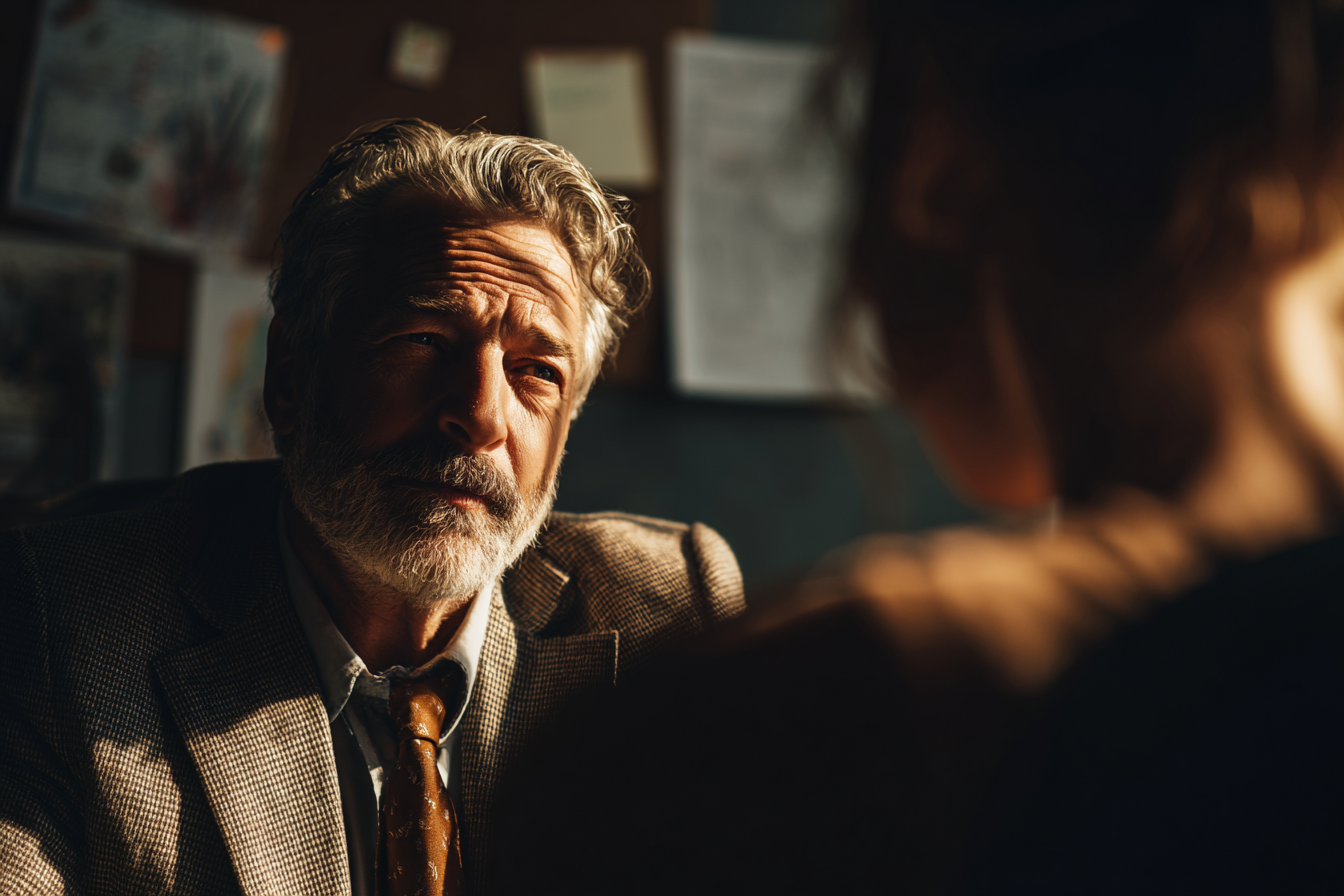 A man talking to a woman | Source: Midjourney