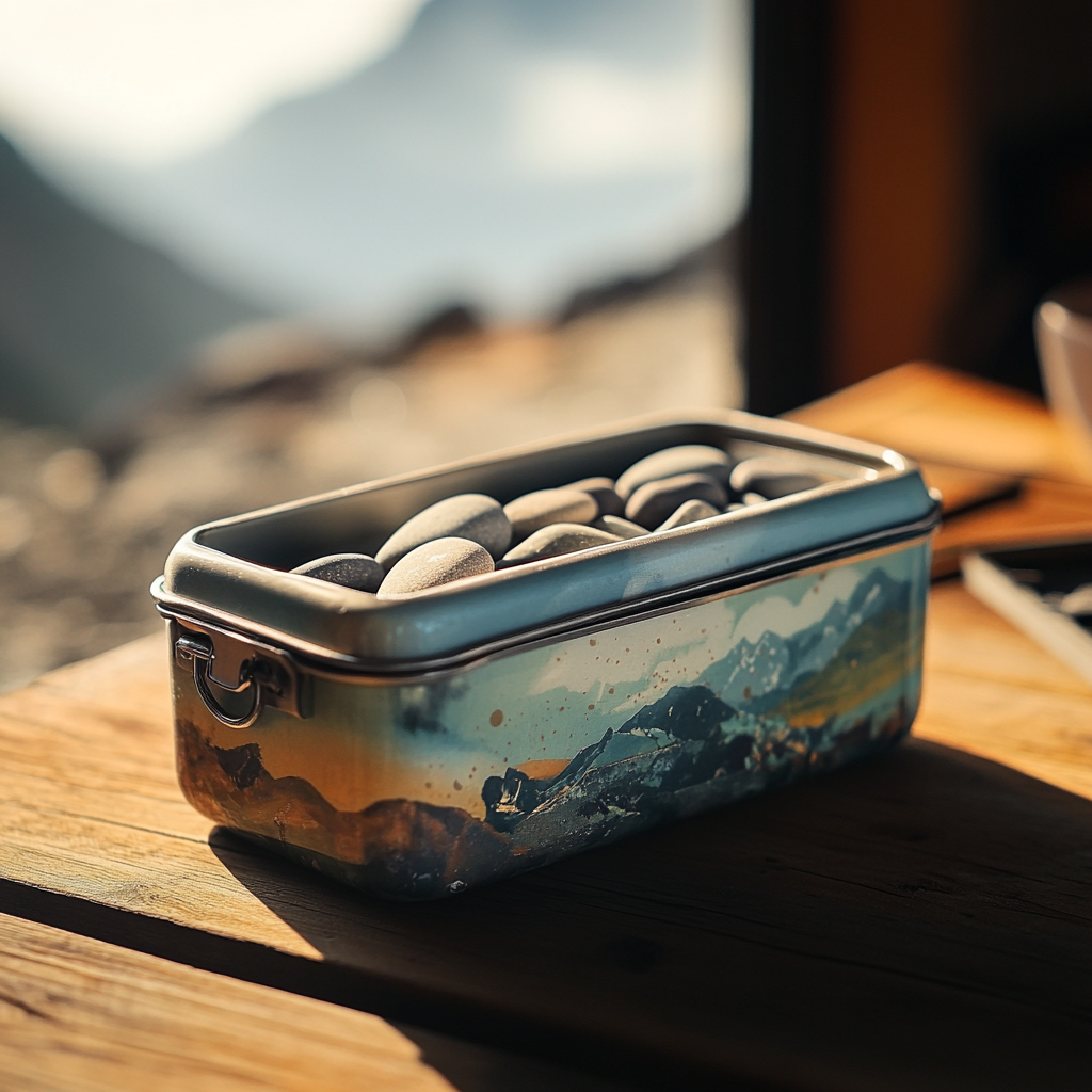 A lunchbox filled with rocks | Source: Midjourney