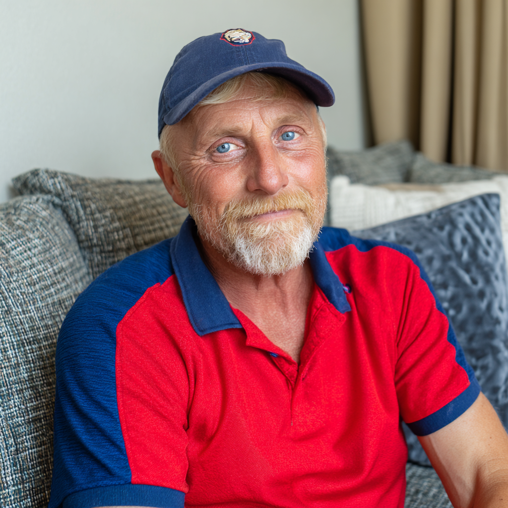 An older man sitting on a couch | Source: Midjourney