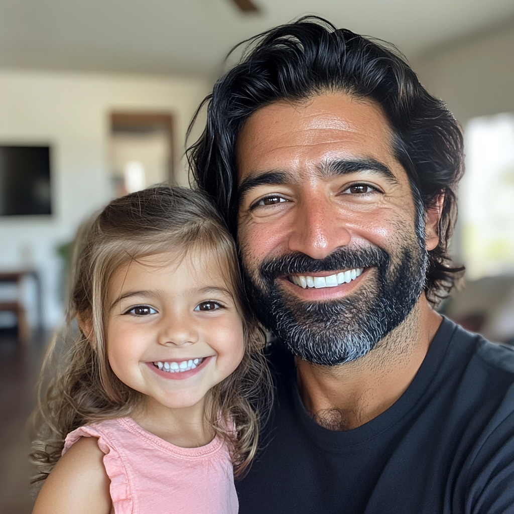 A smiling father and daughter | Source: Midjourney