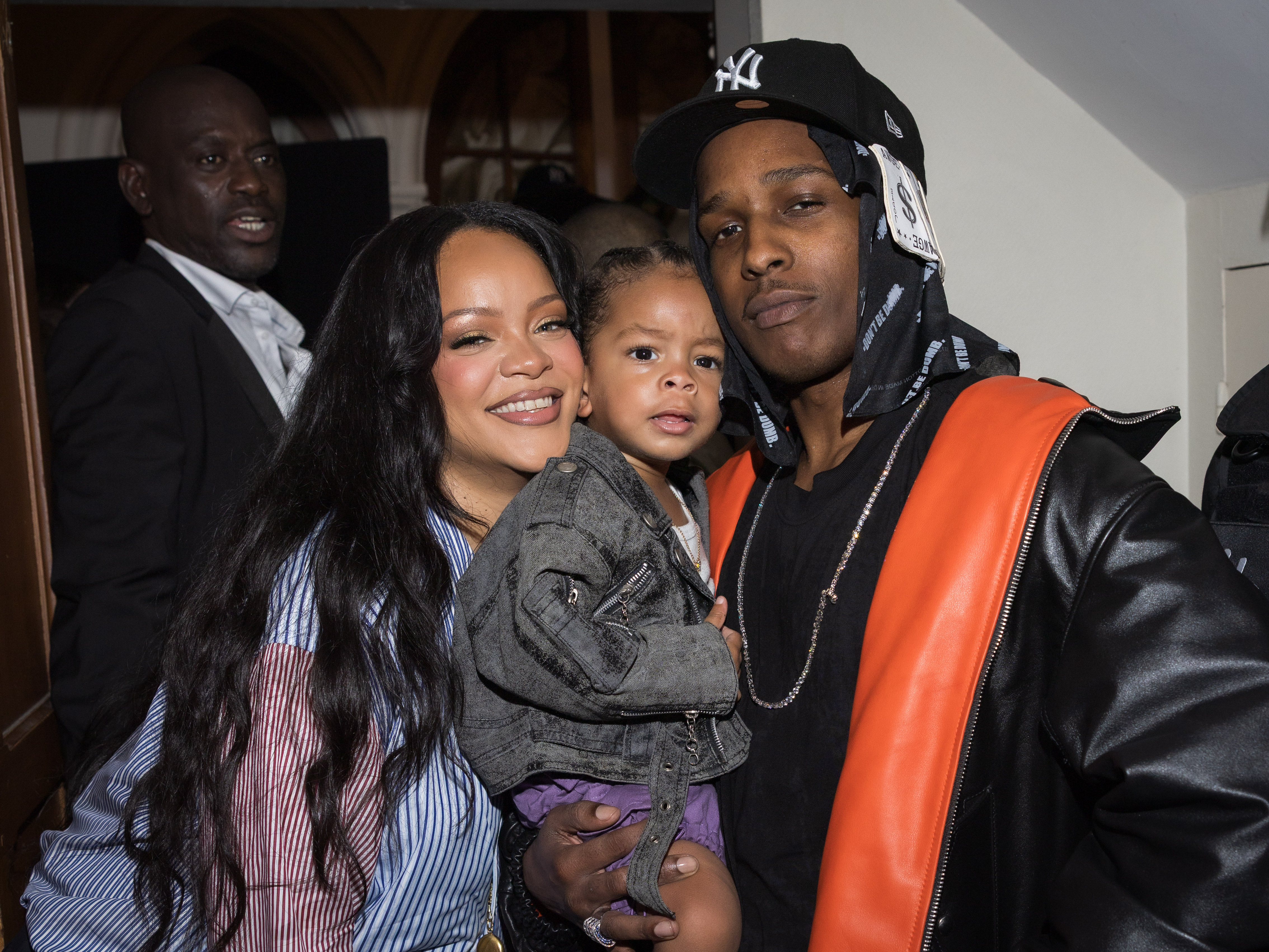 Rihanna, Riot and A$AP Rocky attend the AWGE Menswear Spring/Summer 2026 show as part of Paris Fashion Week on June 27, 2025 in Paris, France. | Source: Getty Images