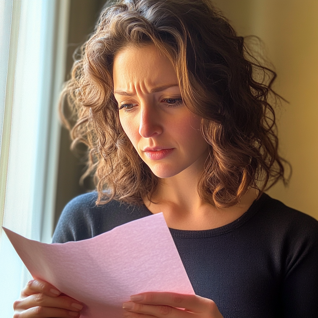 A woman reading a letter | Source: Midjourney