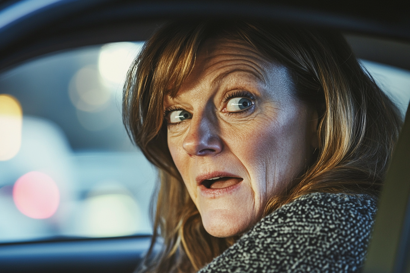 A woman in her car | Source: Midjourney