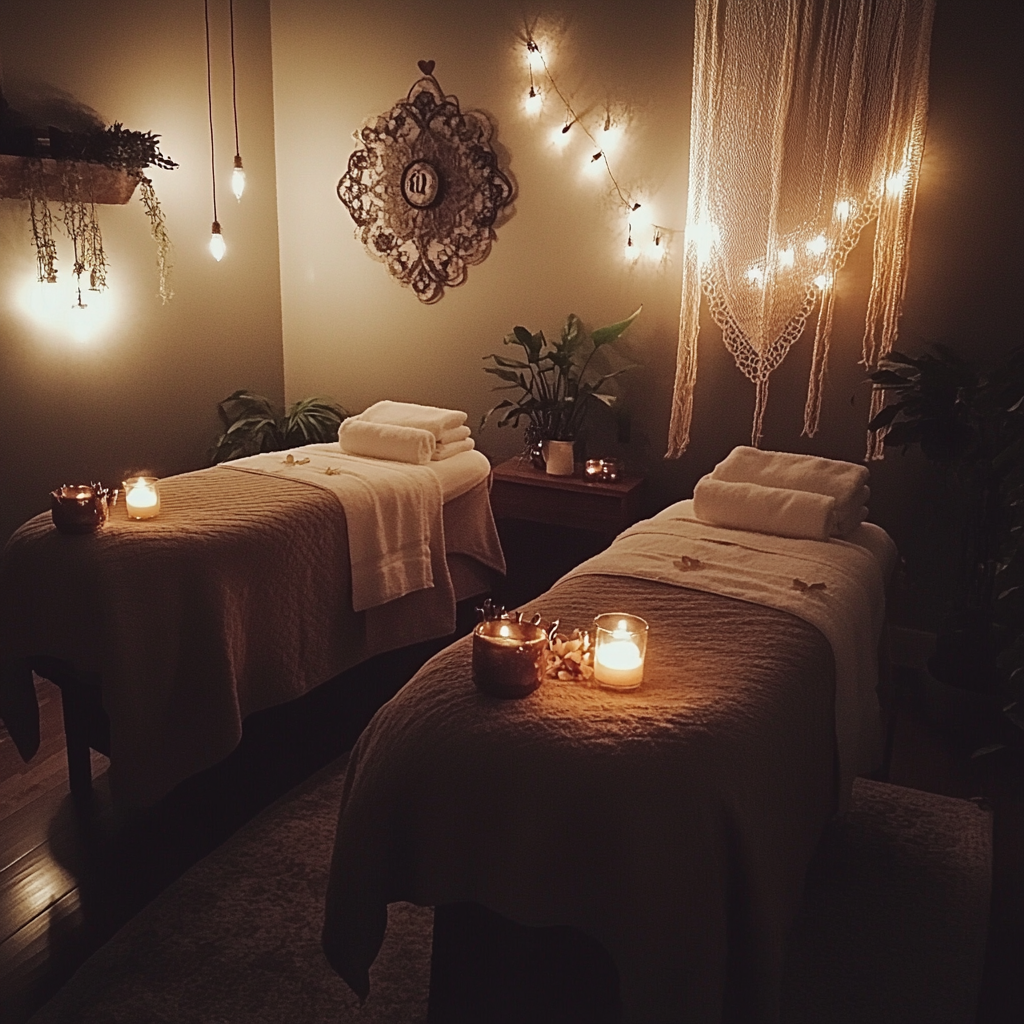 A couple's spa set up | Source: Midjourney