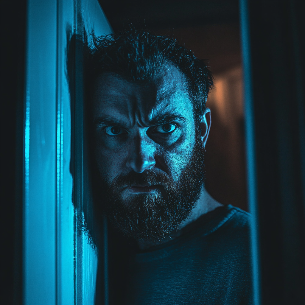 An angry man knocking on a door | Source: Midjourney