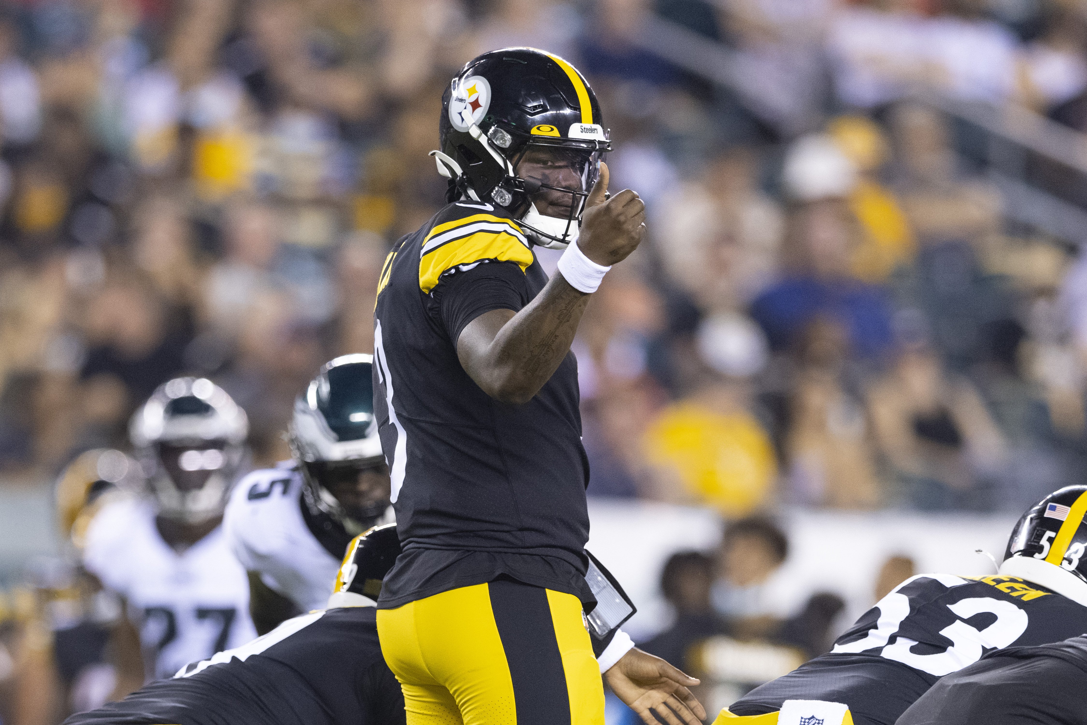 Dwayne Haskins at the preseason game at Lincoln Financial Field on August 12, 2021, in Philadelphia, Pennsylvania. | Source: Getty Images