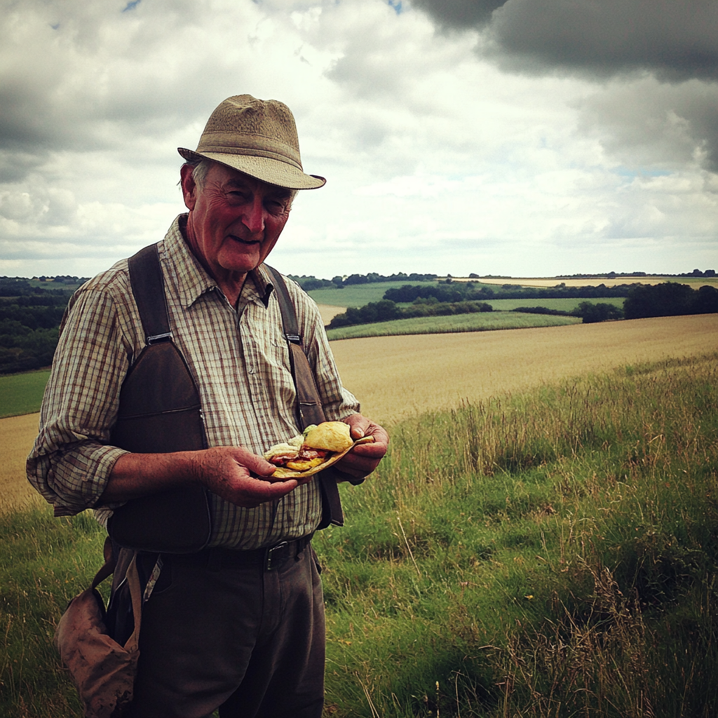 A farmer holding his lunch | Source: Midjourney