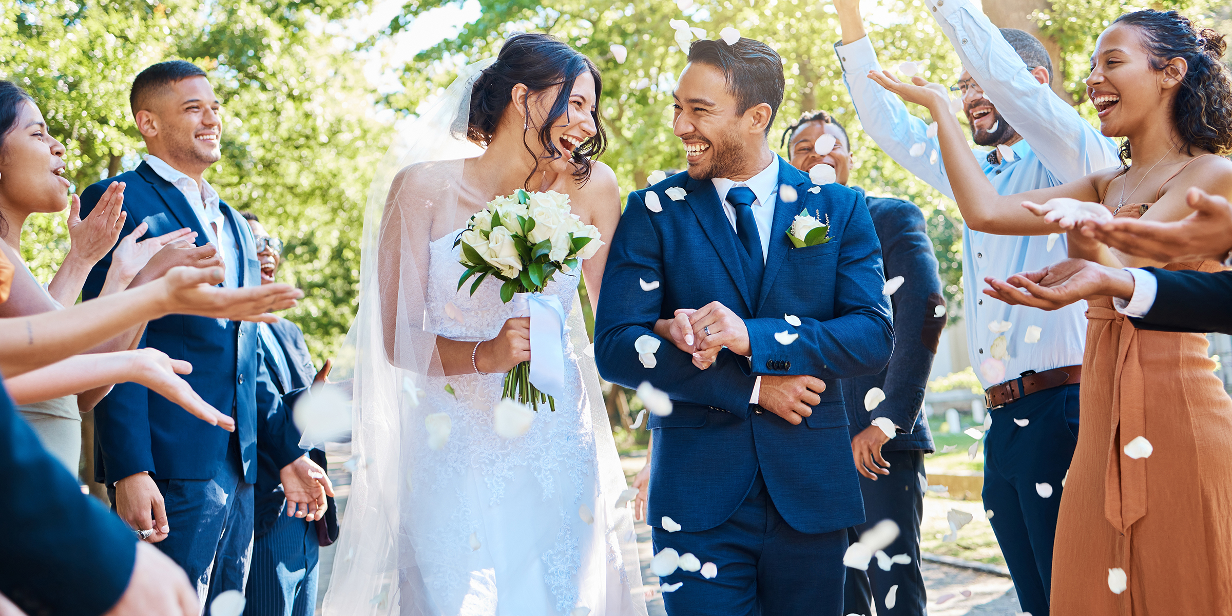 A newlywed couple celebrating | Source: Shutterstock