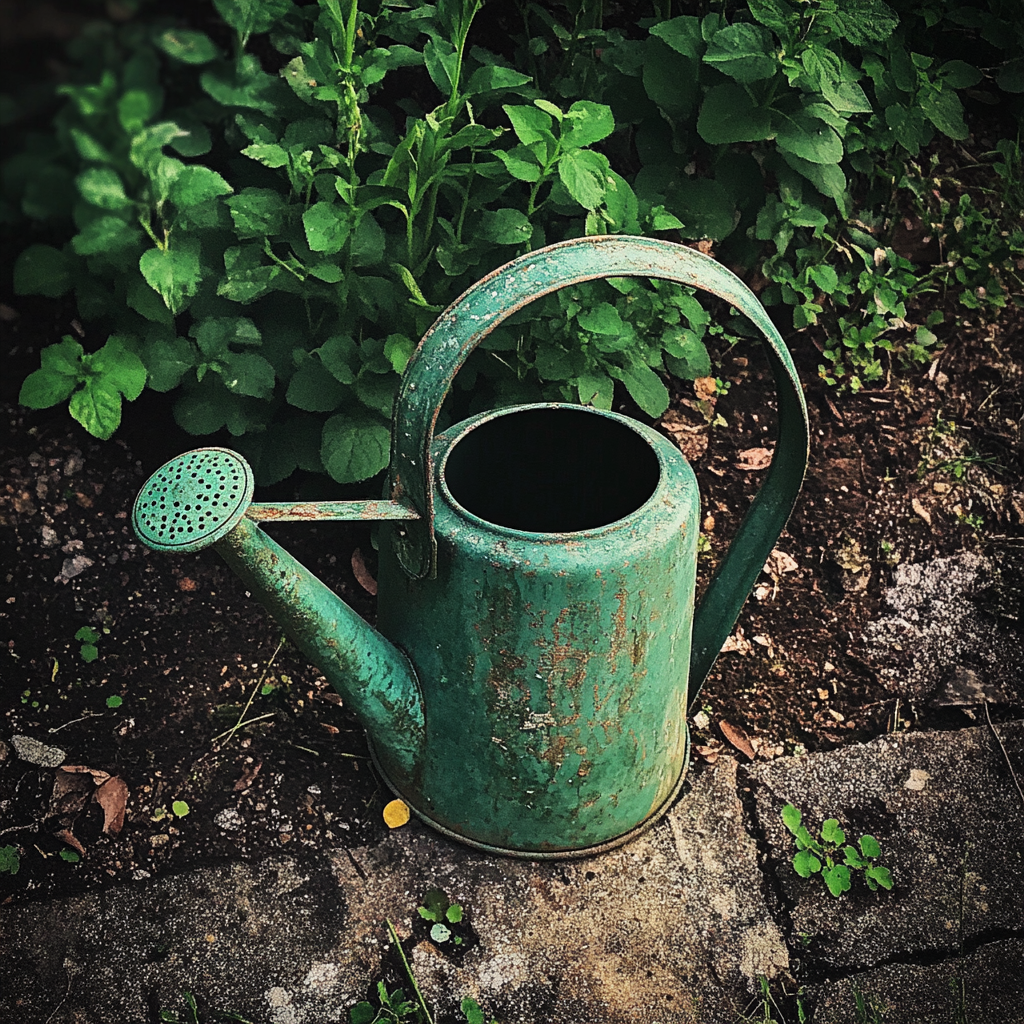 A green watering can | Source: Midjourney