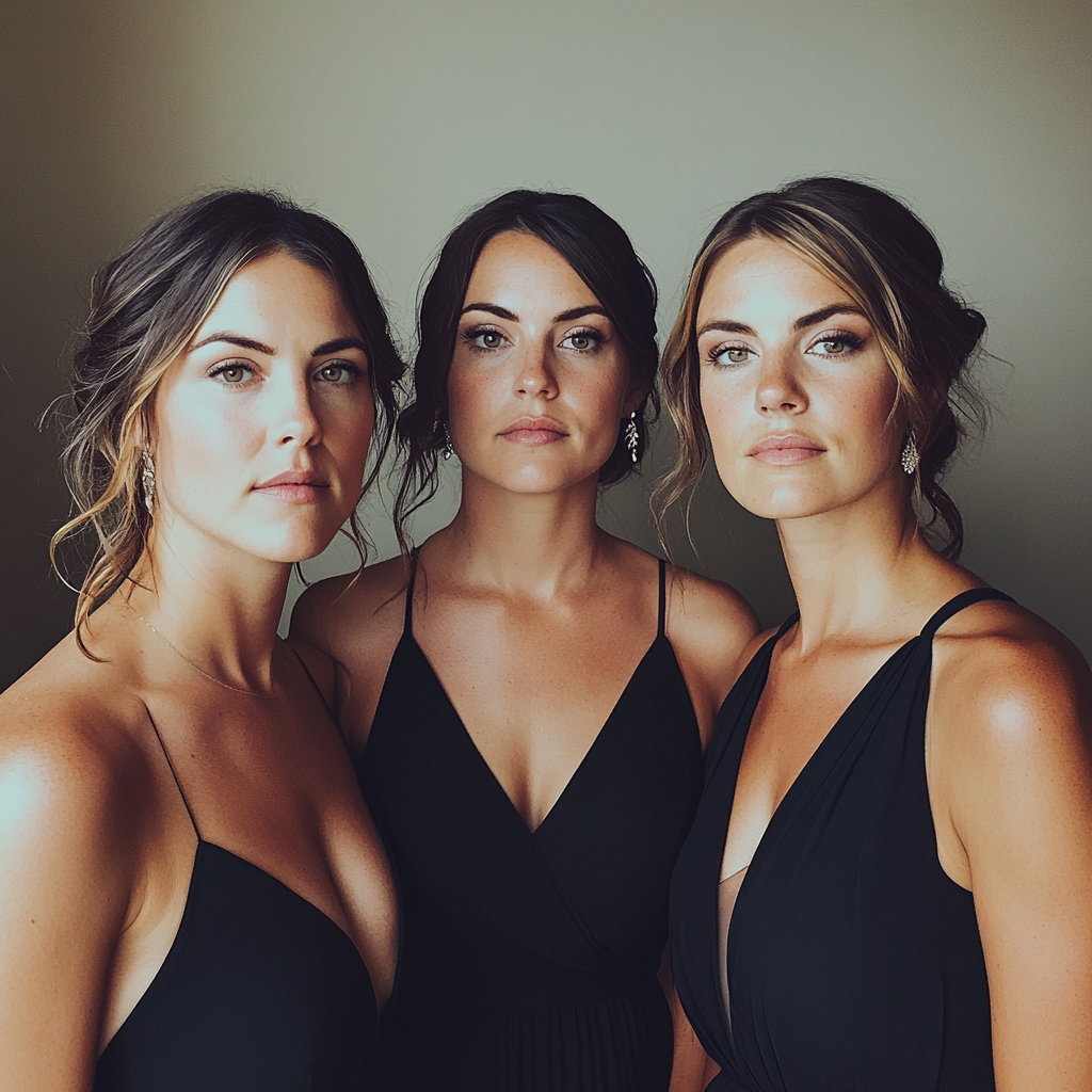 Bridesmaids dressed in black | Source: Midjourney