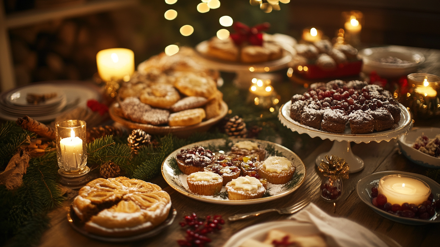 A table full of Christmas desserts | Source: Midjourney