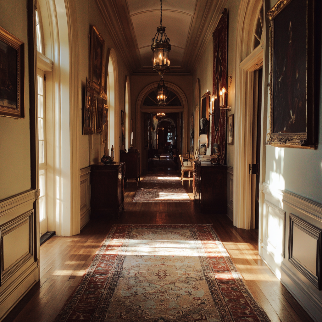 A fancy hallway in a mansion | Source: Midjourney