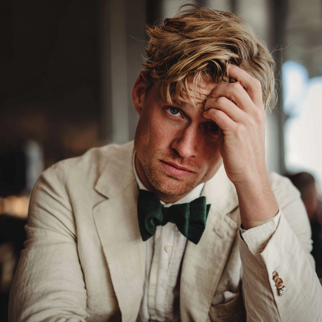 A groom sitting in a coffee shop | Source: Midjourney