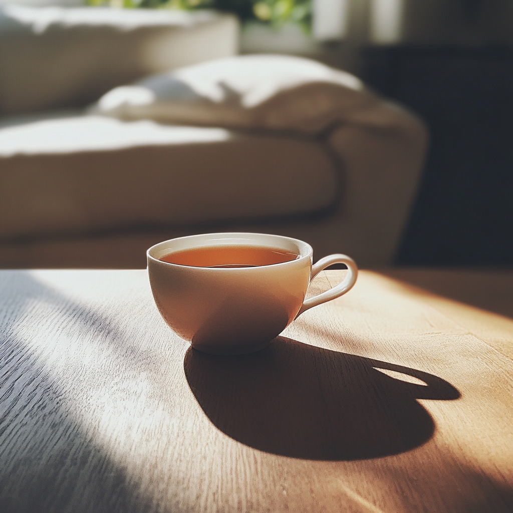 A cup of tea on a coffee table | Source: Midjourney
