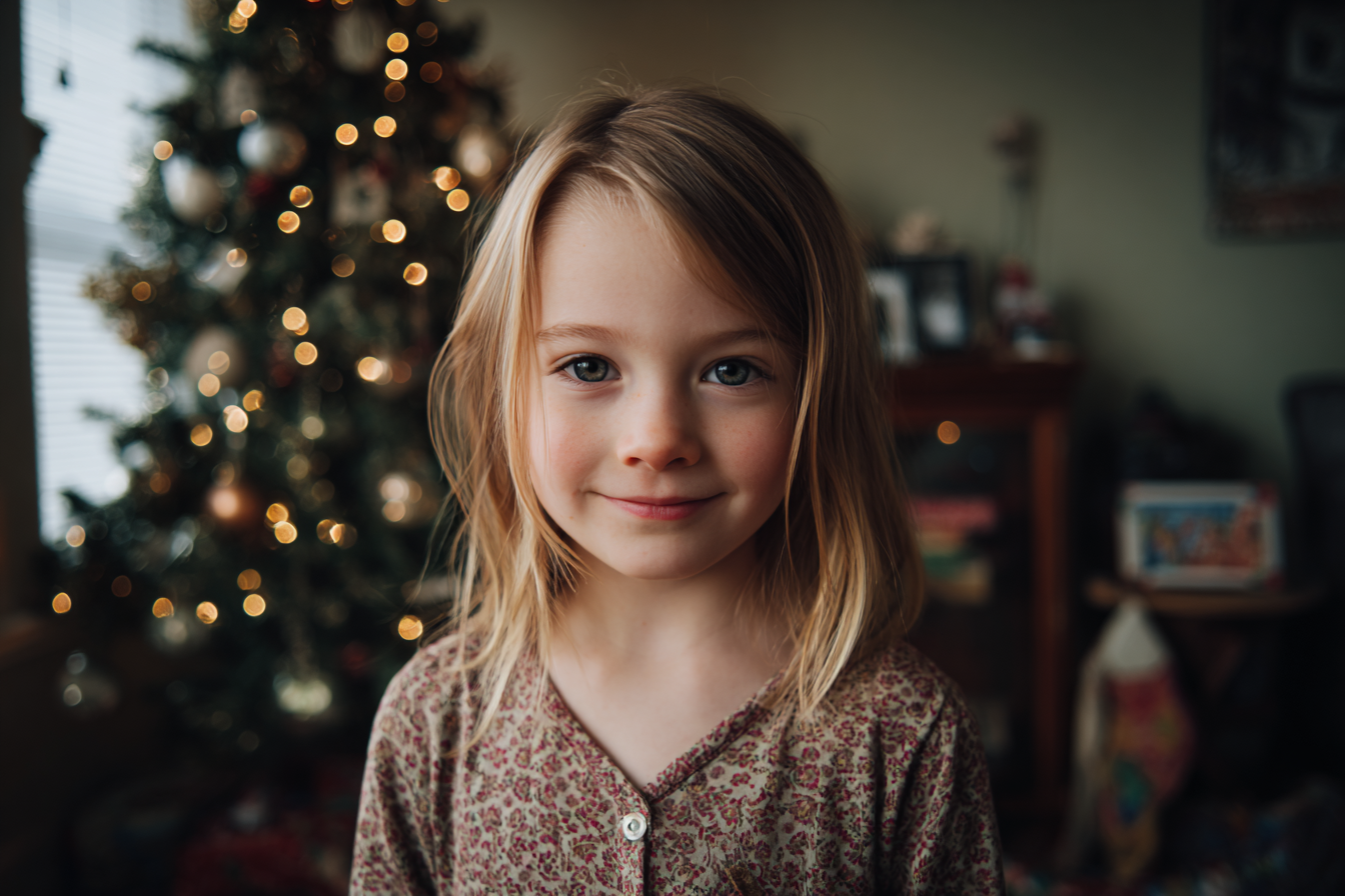 A little girl looking straight ahead | Source: Midjourney