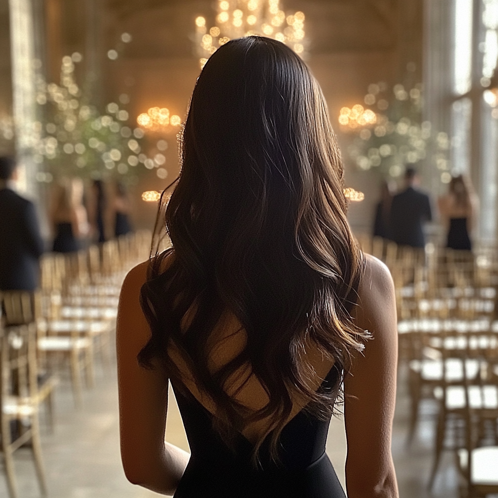 Une femme debout dans une salle de mariage | Source : Midjourney