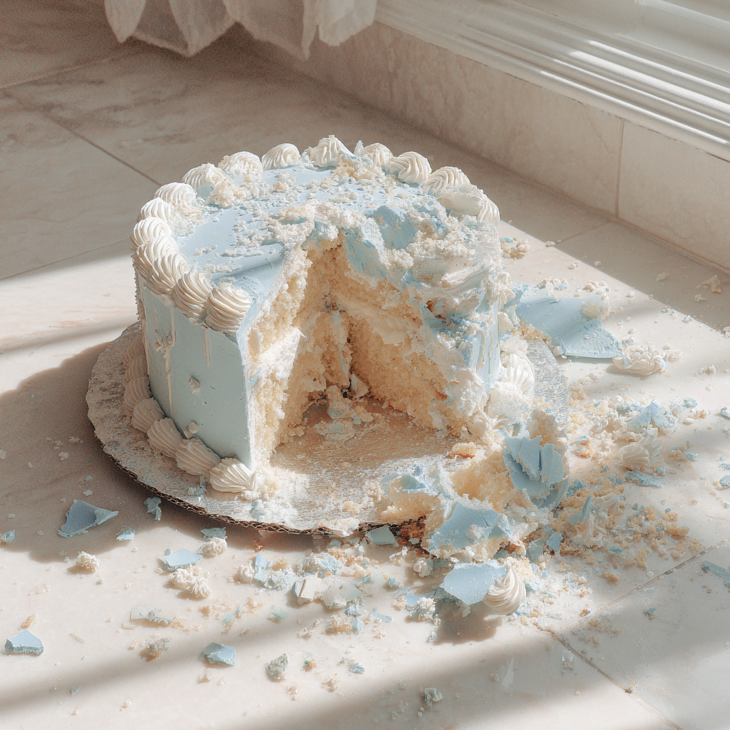 A smashed cake on the floor | Source: Midjourney